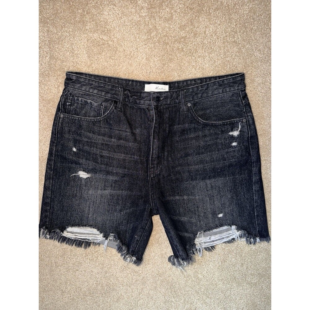 Kancan Shorts Womens Black High Rise Frayed Stretch Distressed Shortie